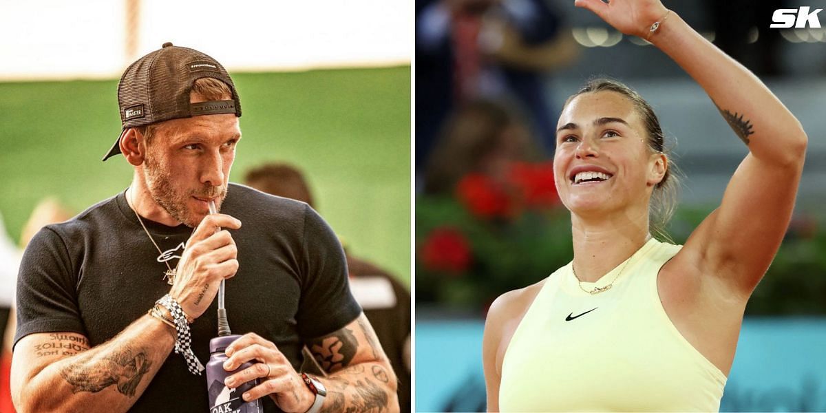 Georgios Frangulis (L), Aryna Sabalenka (R)