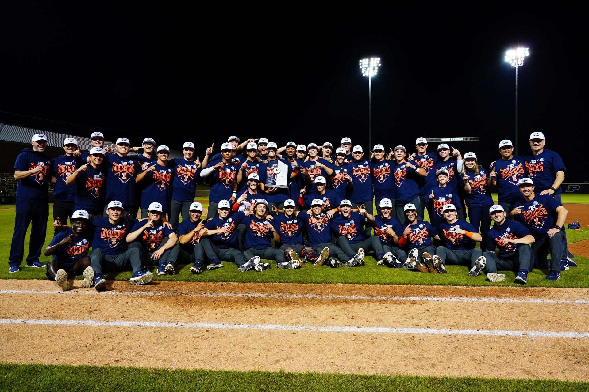 Illinois Fighting Illini Baseball celebrate their Big Ten Conference regular season title victory