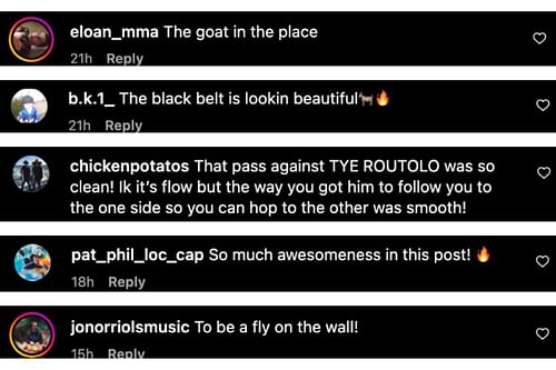 Screenshot of fans' comments