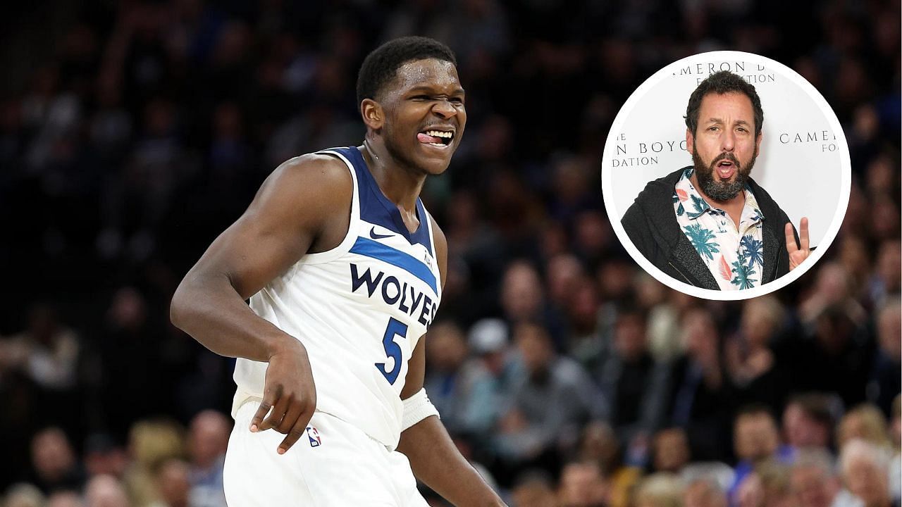 Adam Sandler applauds Anthony Edwards after leading the Timberwolves to the WCF.