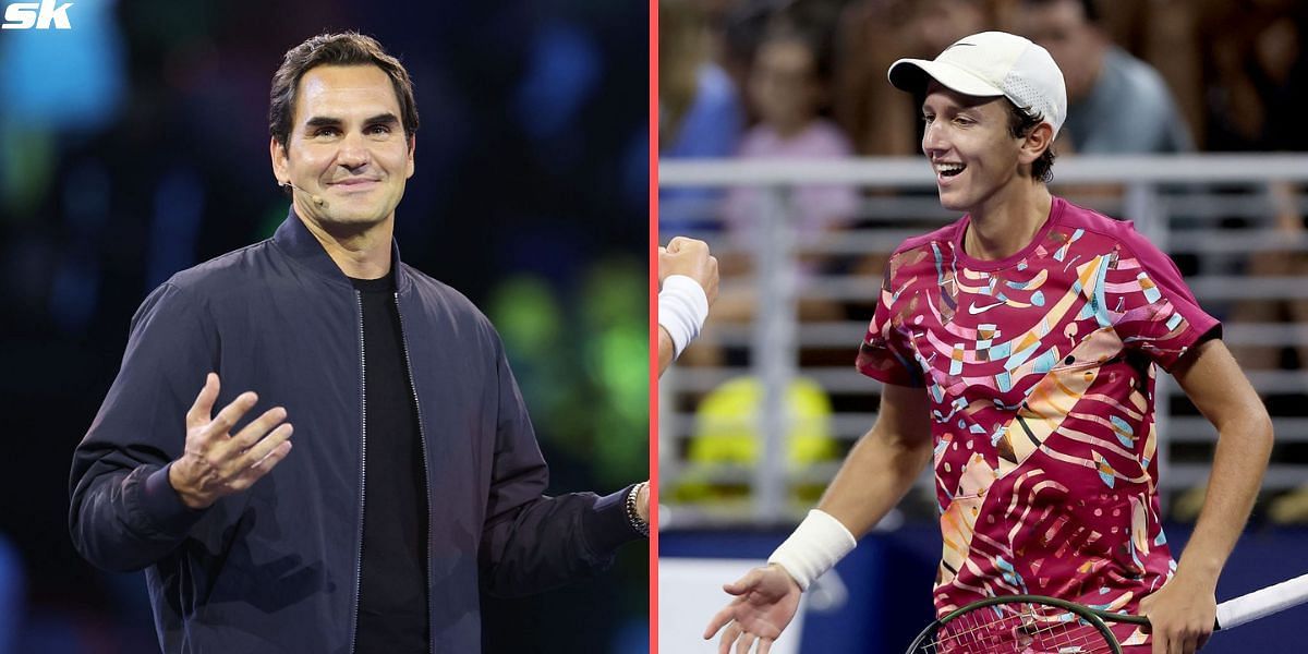 Roger Federer (L) Nicholas Godsick (R)