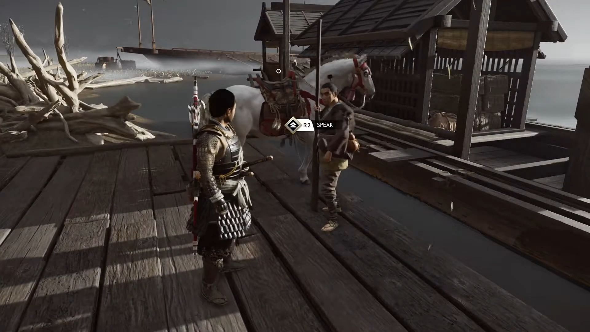 You can ask the fisherman to take you to Iki Island whenever you wish to start the DLC (Image via Sucker Punch || Sony Interactive Entertainment || YouTube/SpicyTamali)