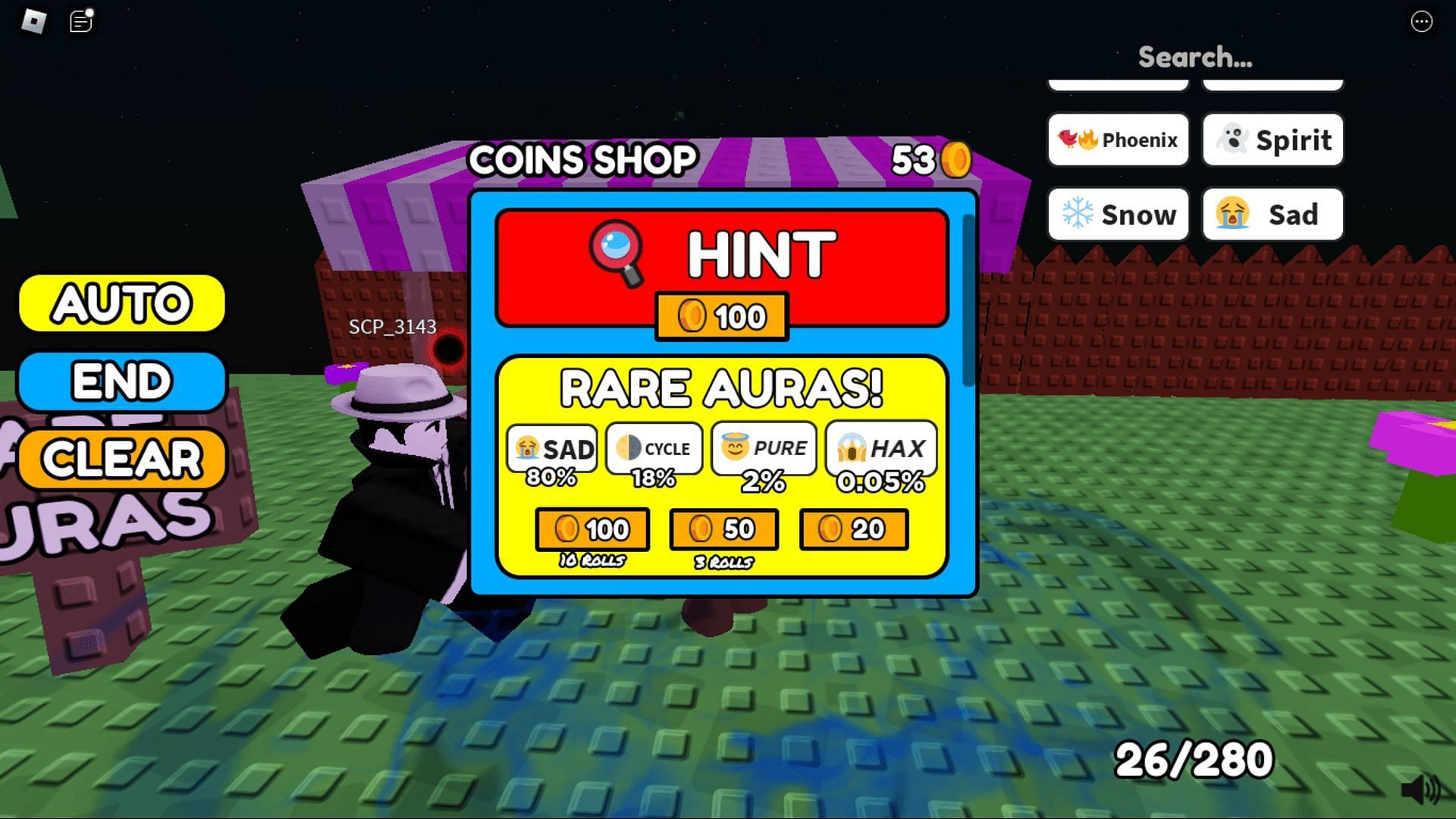 The Coin Shop in Aura Craft (Image via Roblox)