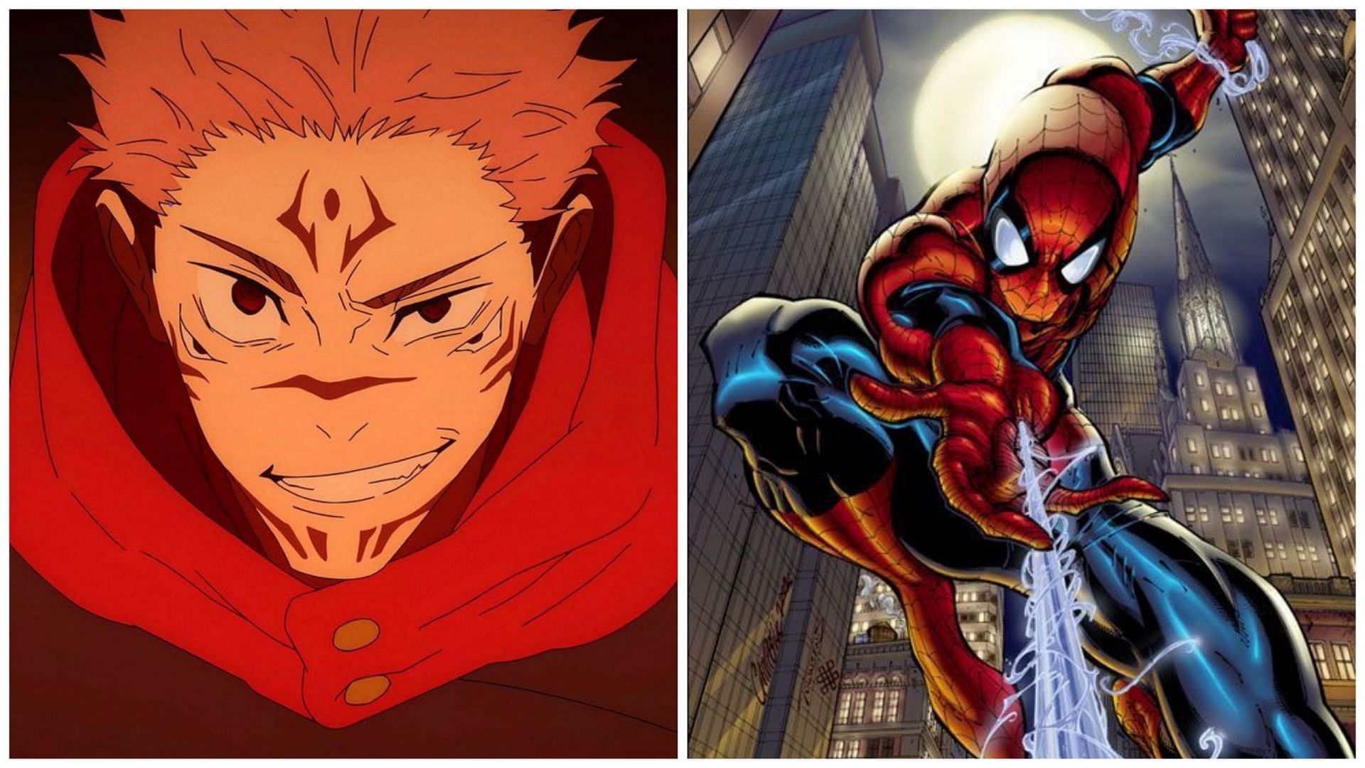 Sukuna vs Peak Spider Man (Image via MAPPA Studio/ Marvel Comics)