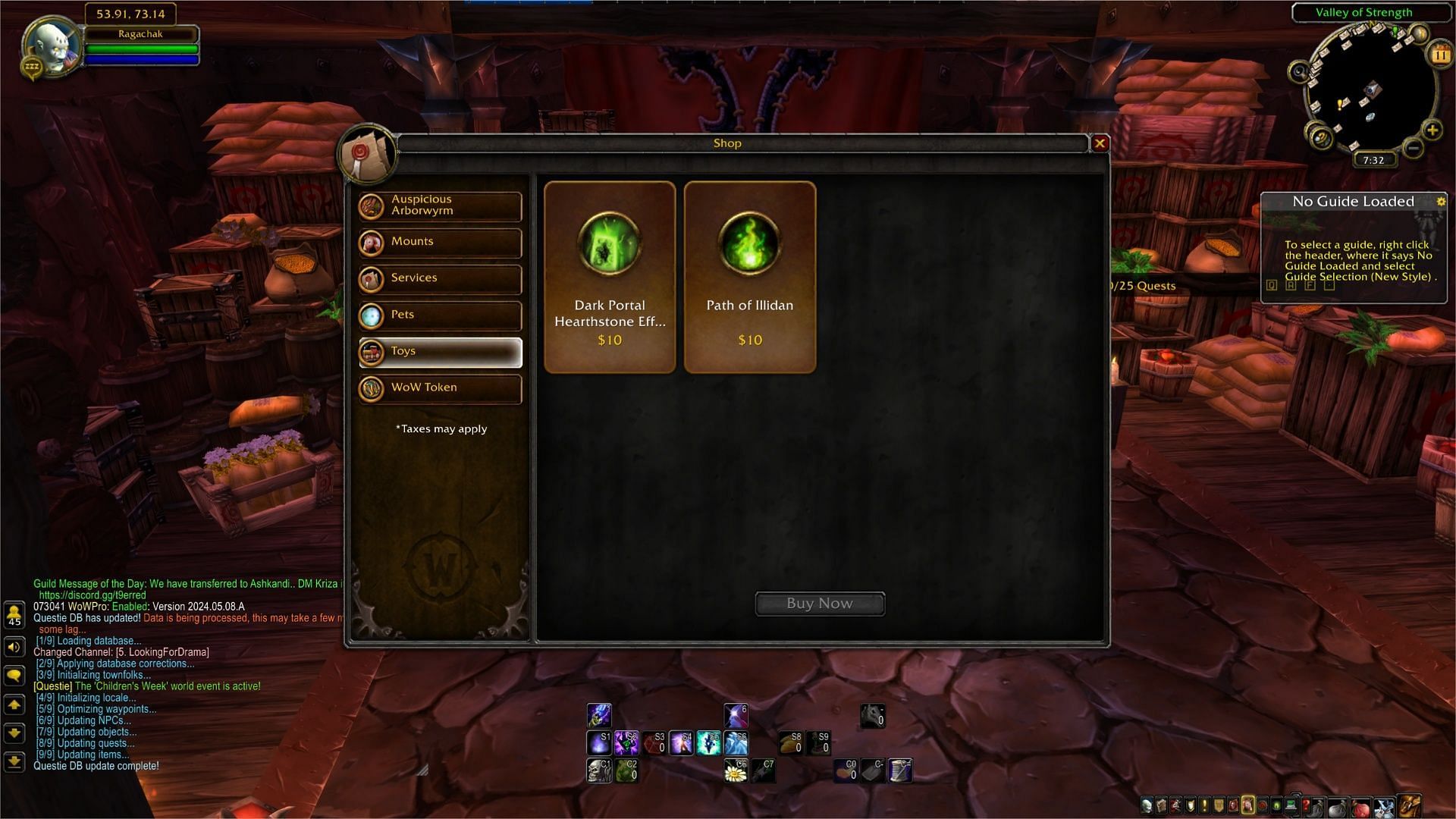 Some of the items you can purchase with real money - please excuse the messy hotbars (Image via Blizzard Entertainment)