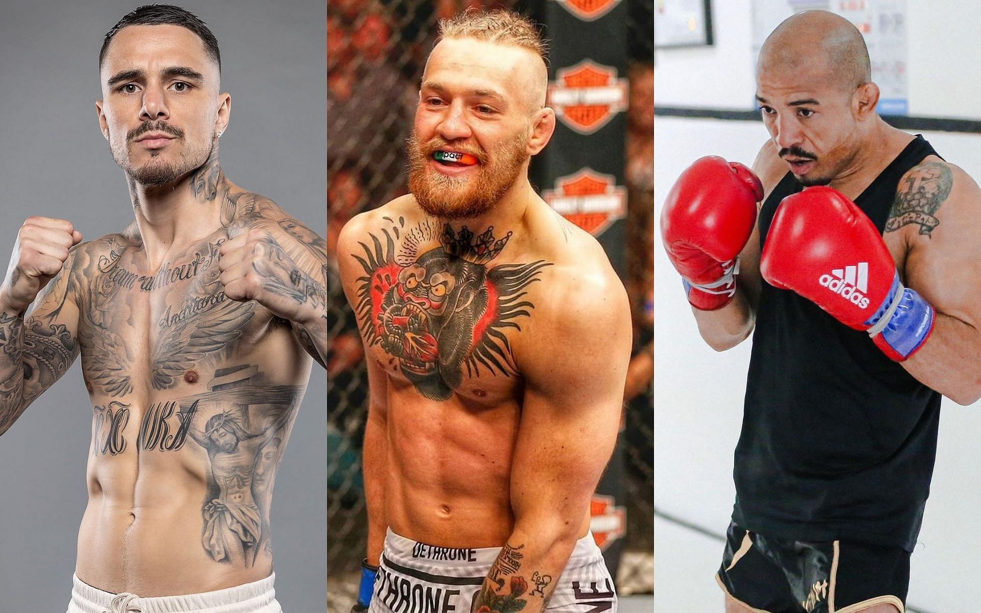 When George Kambosos Jr. (left) likened his then upcoming fight to Conor McGregor (middle) vs. Jose Aldo (right) [Images courtesy of @georgekambososjr @josealdojunioroficial and @thenotoriousmma on Instagram]