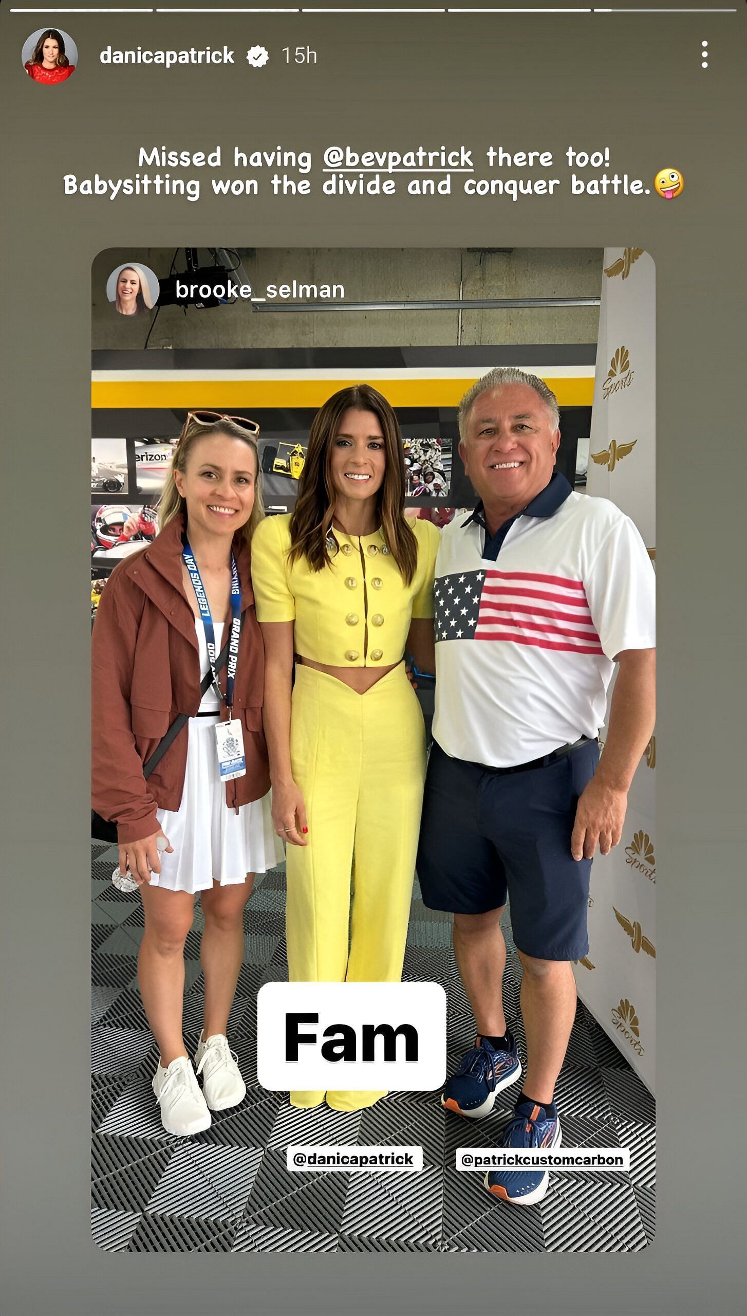 Danica Patrick with her sister and their father