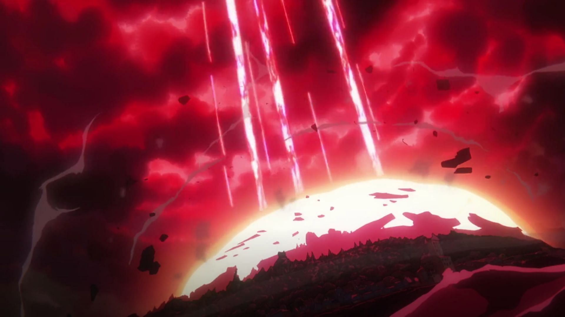 Lulusia Kingdom being destroyed as seen in the One Piece anime (Image via Toei)