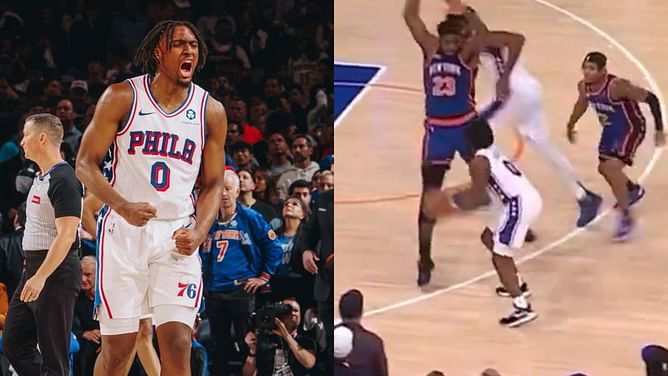 Watch: Knicks fan claims Tyrese Maxey committed travel violation on clutch 4-point play in Game 5