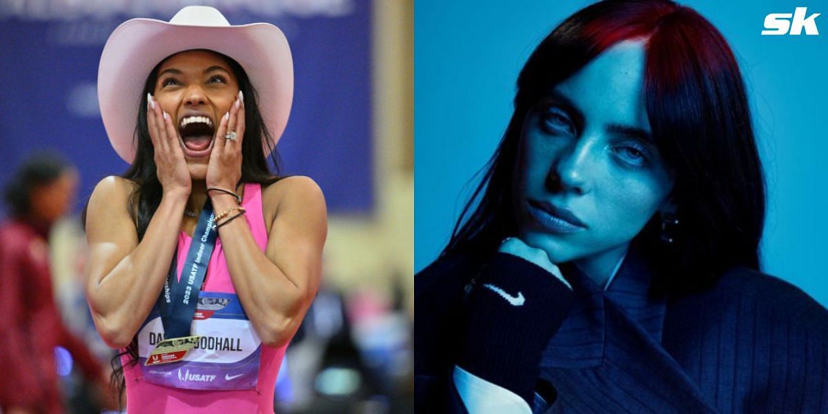 Tara Davis-Woodhall wants Billie Eilish to attend her meet at the 2024 Paris Olympics. 