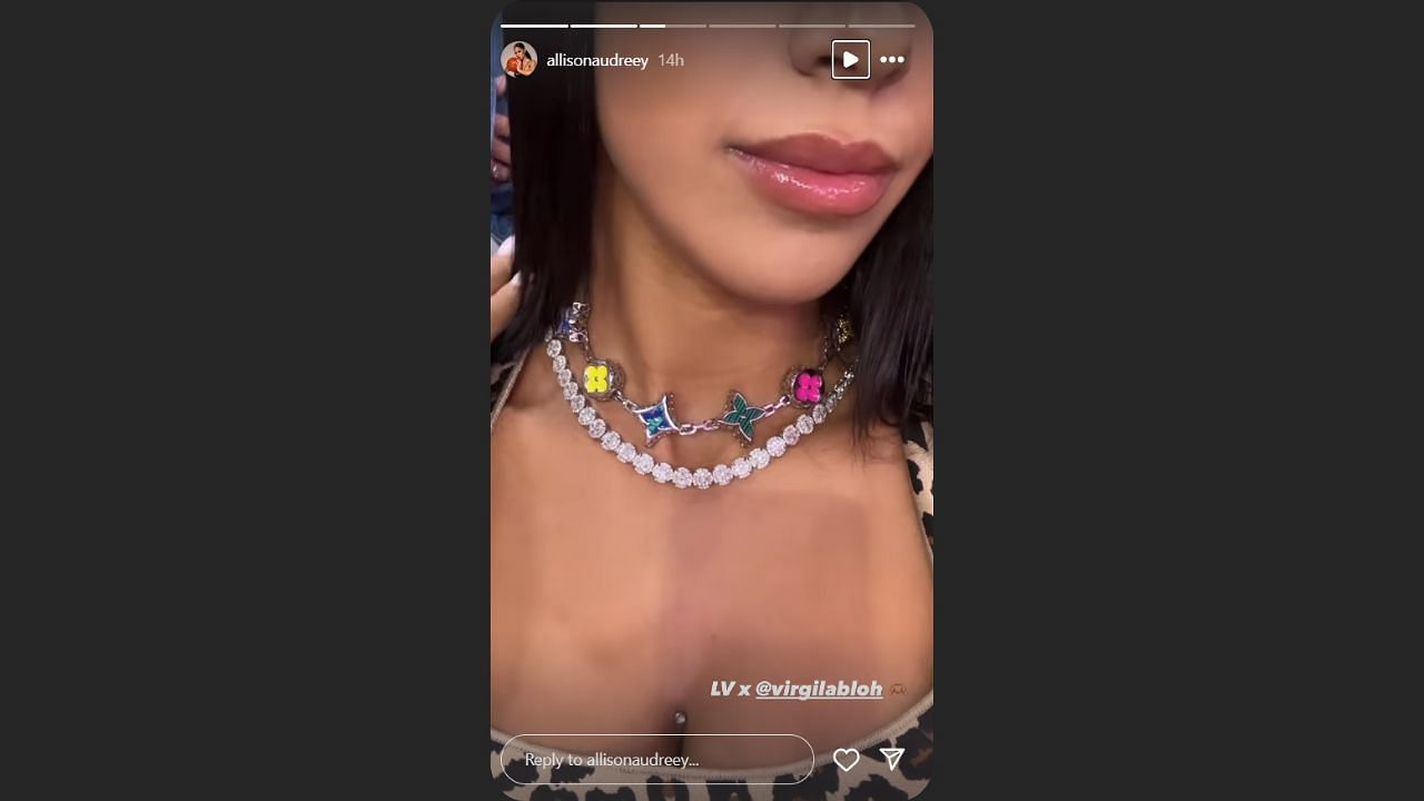 Allison Audrey flaunts necklace on Instagram story (Credit: @allisonaudreey/Instagram)