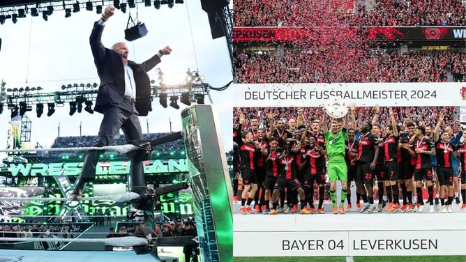 Triple H gifts Bayer Leverkusen custom Undisputed WWE Championship after their historic season