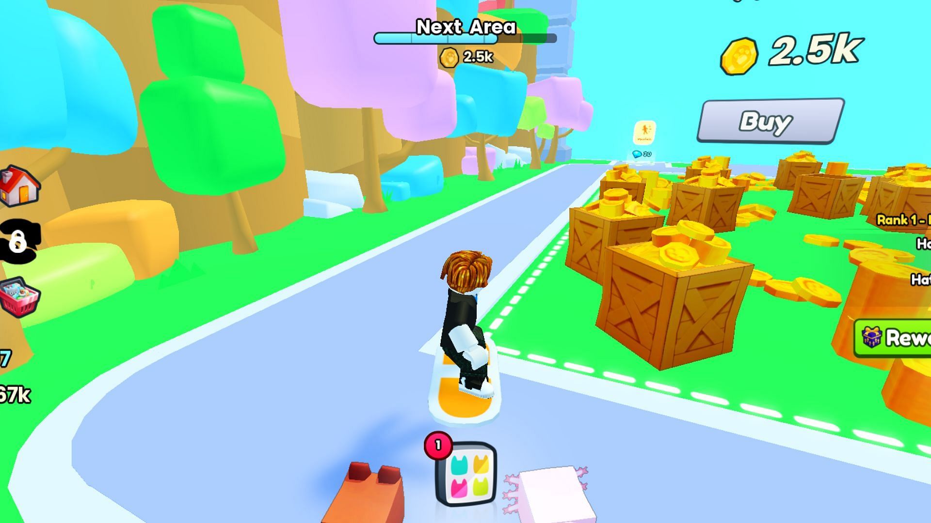 Hit &quot;Q&quot; to hop on your Hoverboard (Image via Roblox)
