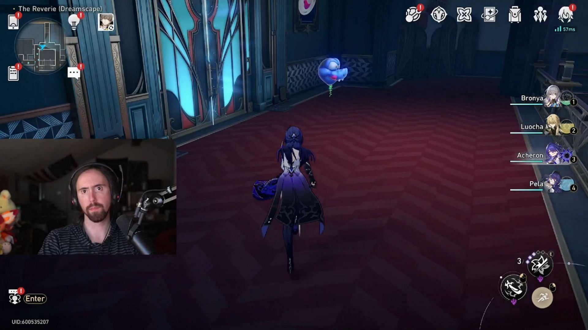 Asmongold playing Honkai: Star Rail in his latest stream. (Image via Twitch)