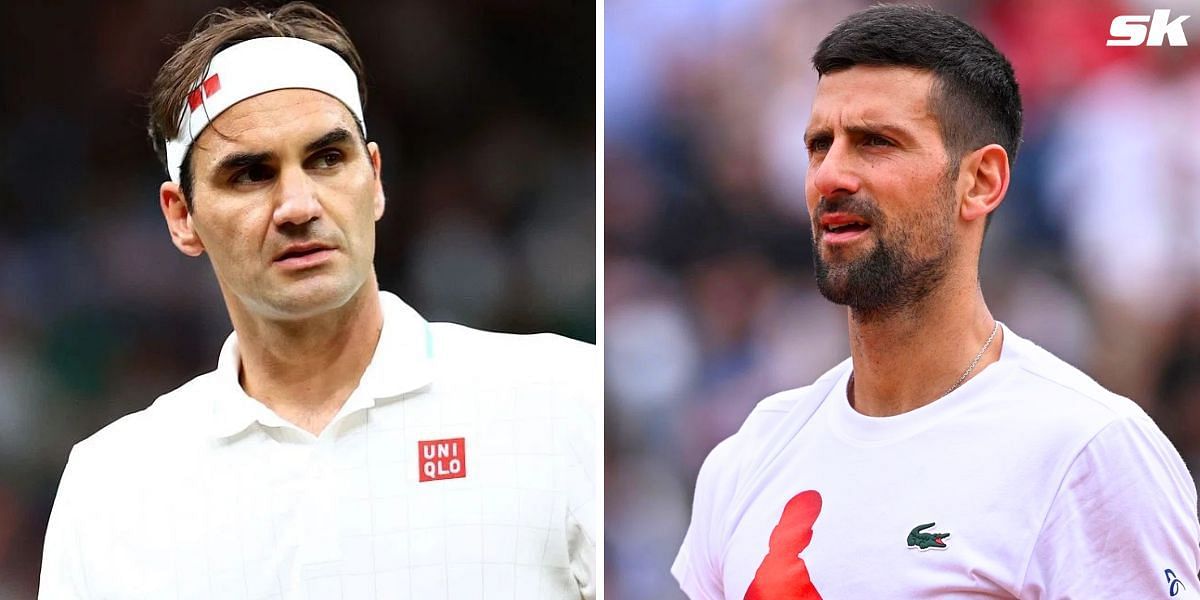 Roger Federer (L) and Novak Djokovic