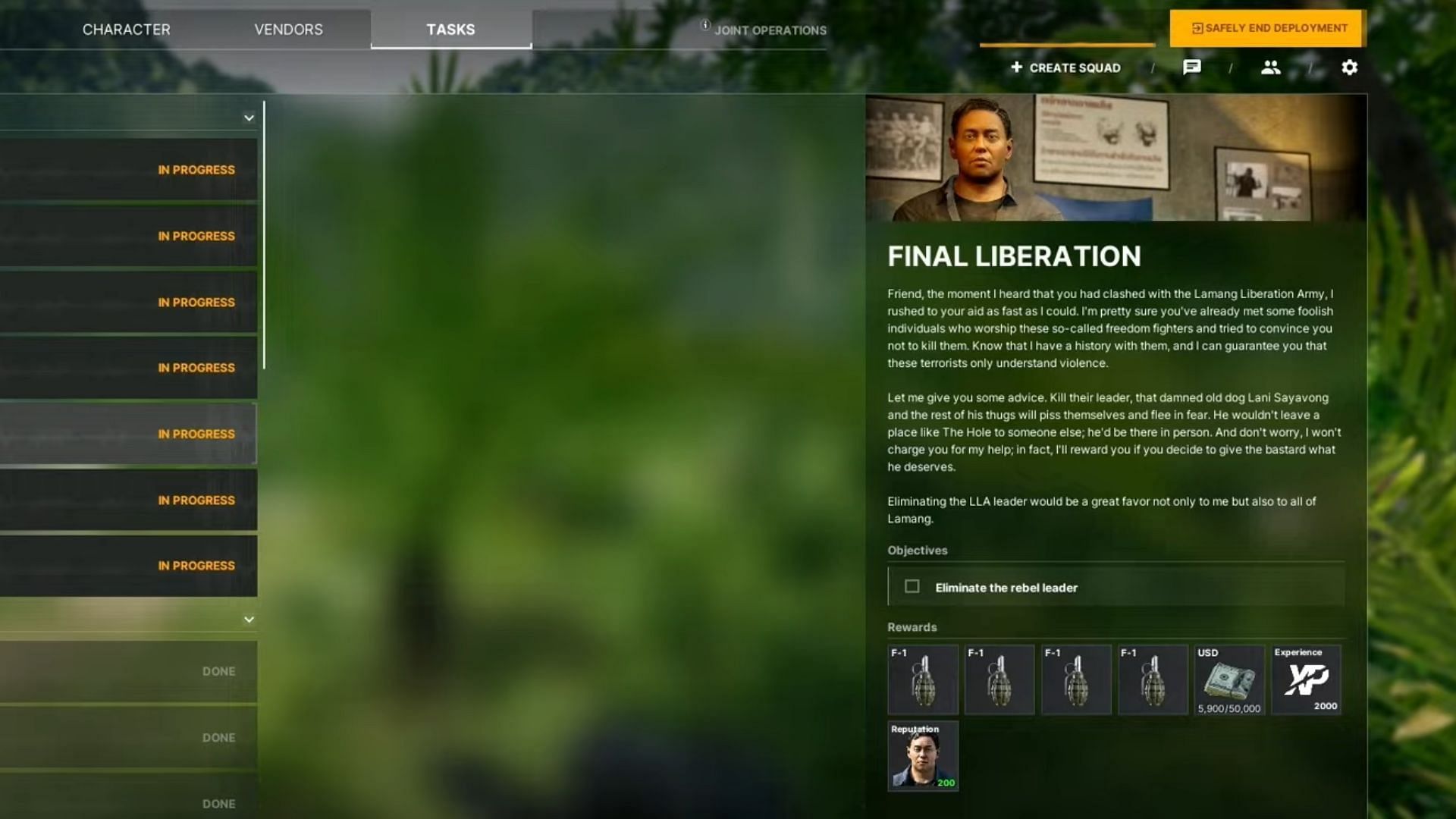 Final Liberation mission window (Image via MADFINGER Games)