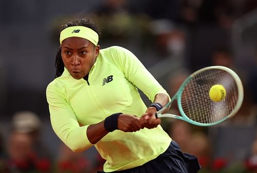 Coco Gauff in action at the Madrid Open