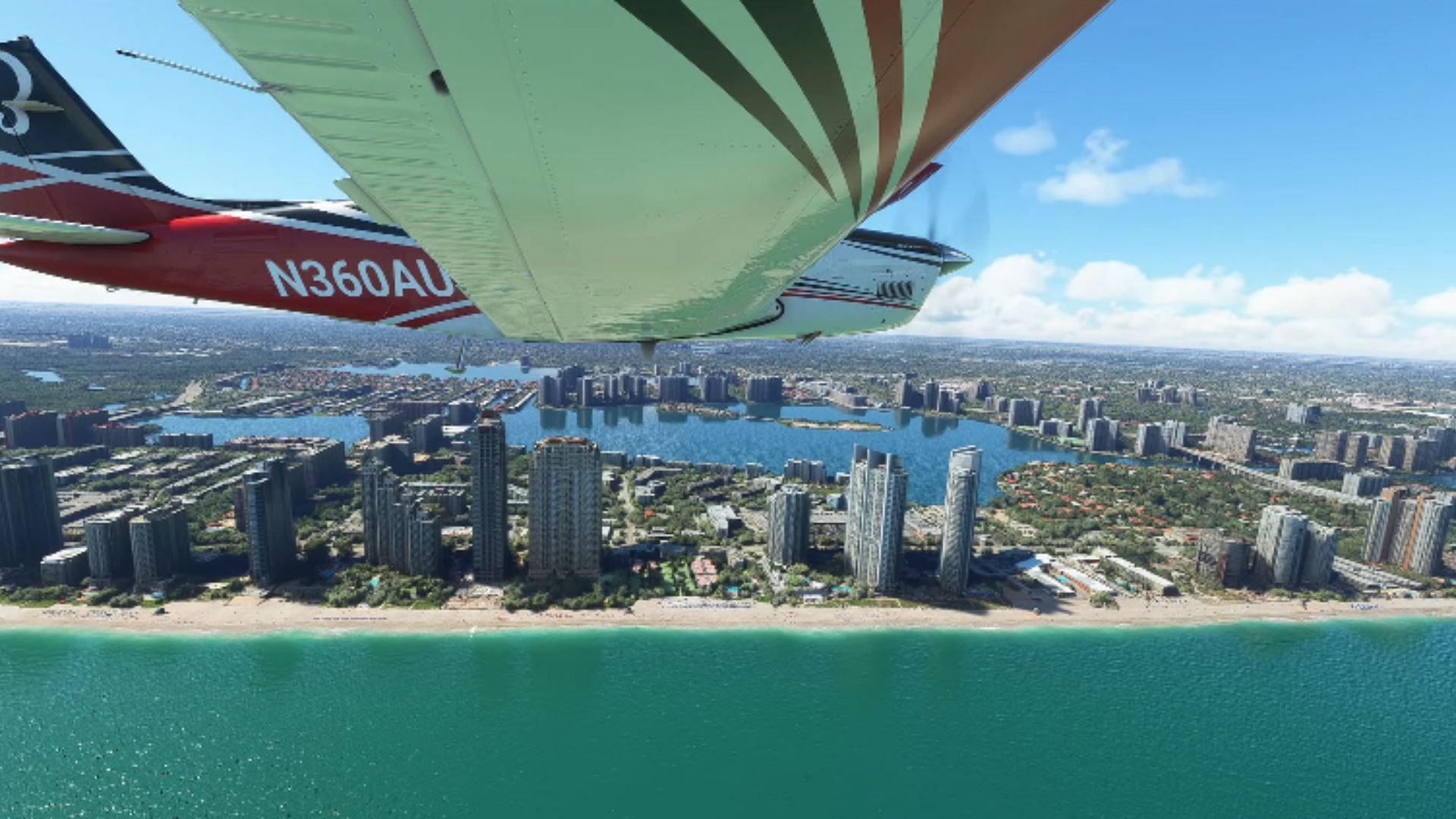 Flying over Miami in Microsoft Flight Simulator (Image via YouTube/Ausflight 360)