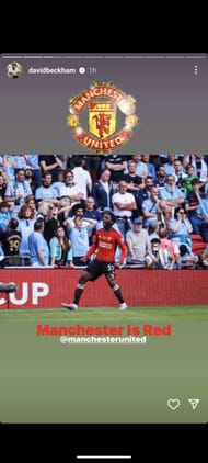 David Beckham's Instagram story after Kobbie Mainoo scored