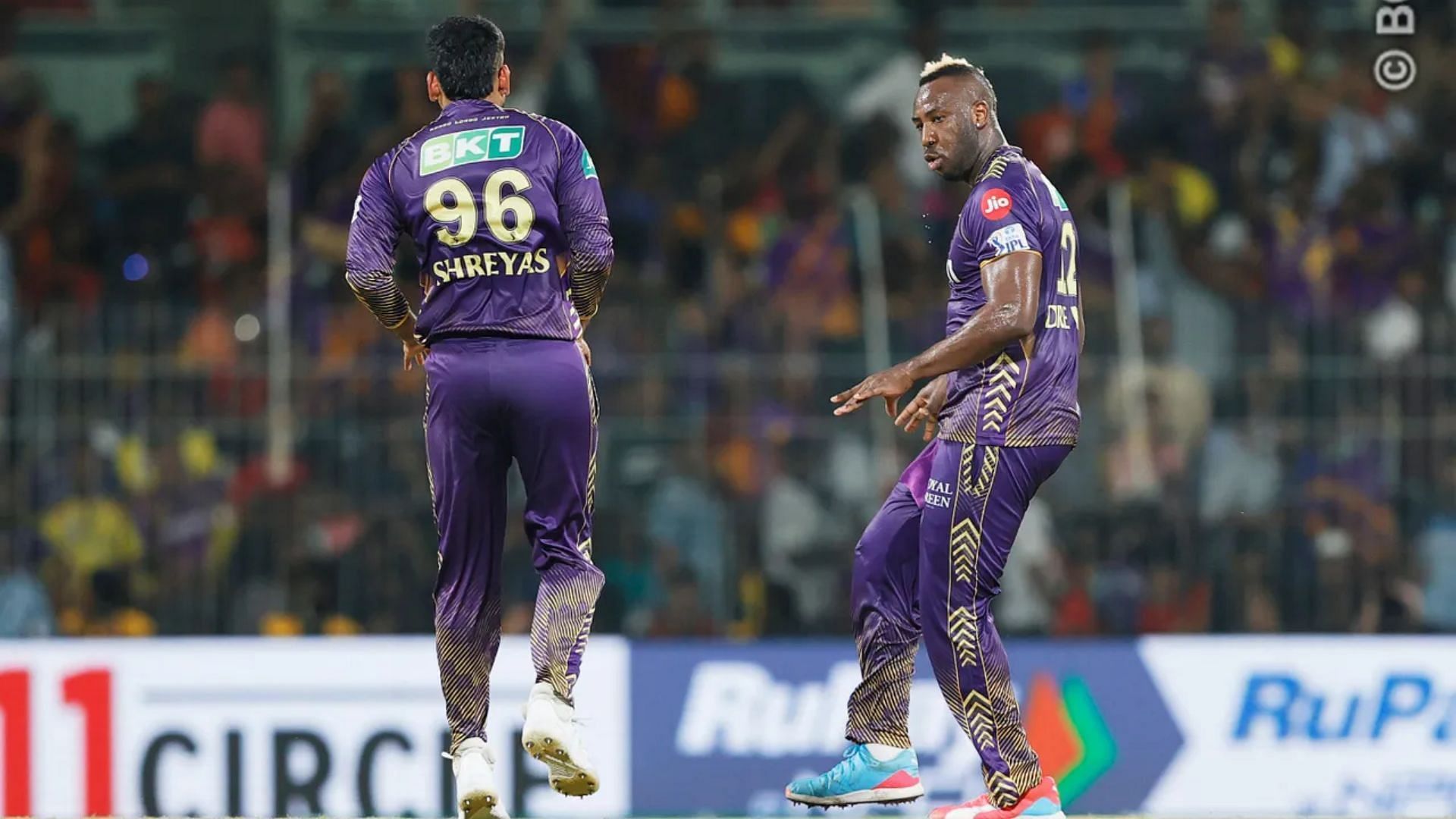 Andre Russell celebrates after dismissing Abdul Samad (P.C.:iplt20.com)