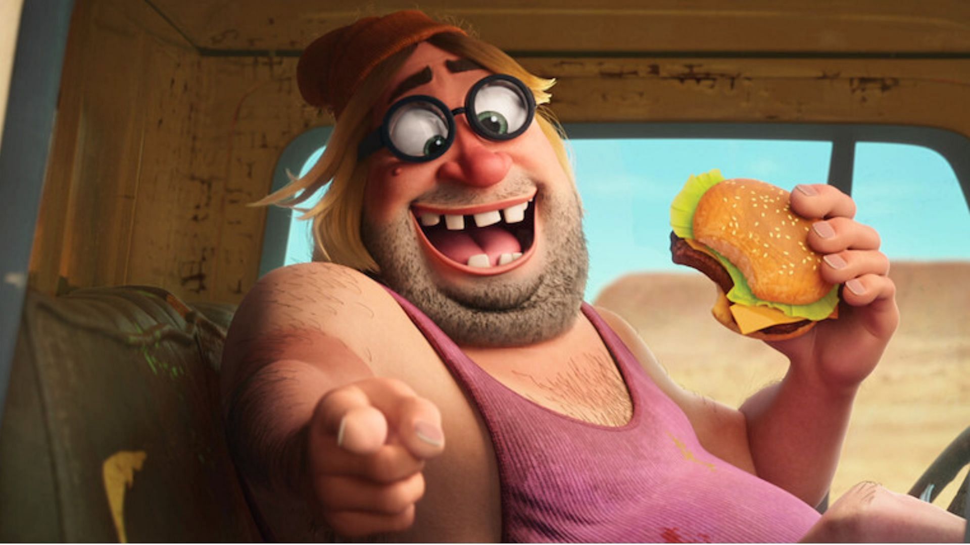 Zach Galifianakis is the voice behind the trucker (Image via Netflix Tudum)