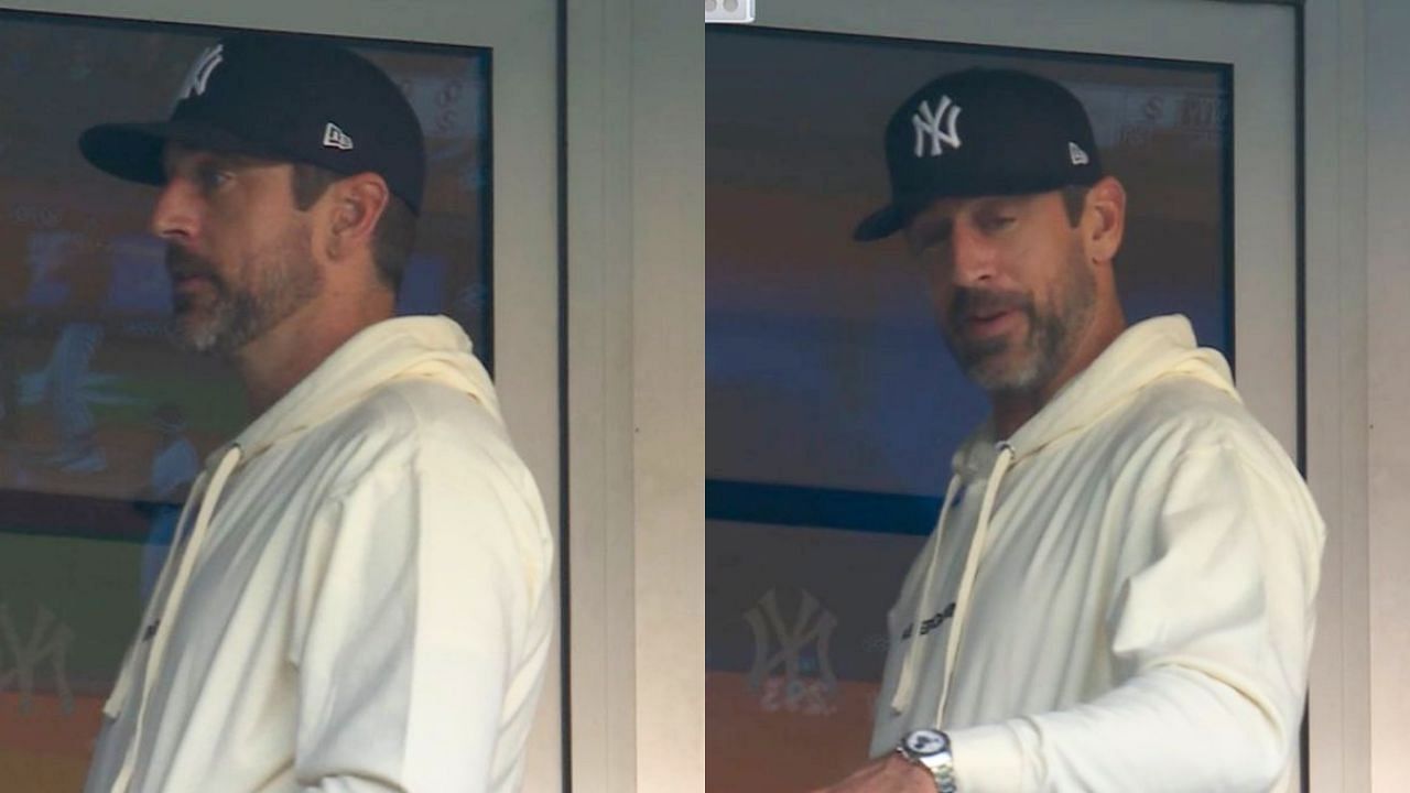 WATCH: Yankees announcer pokes fun at Aaron Rodgers as Jets QB attends MLB game