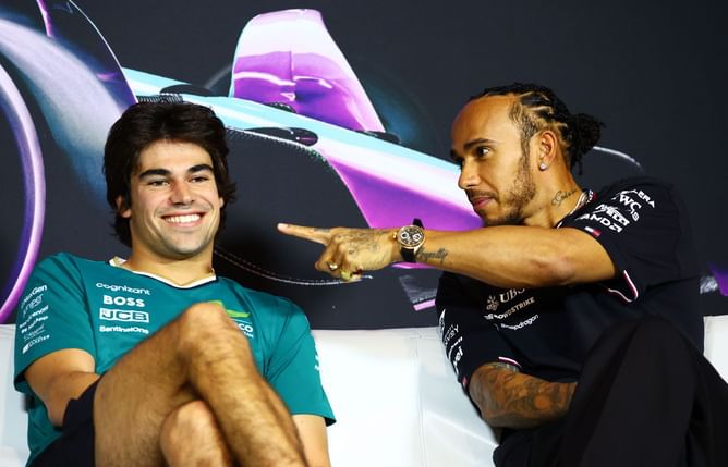 “Lewis Hamilton dive bomb wtf” - F1 fans react to the opening lap incident involving Hamilton, Fernando Alonso, Lance Stroll, and Lando Norris