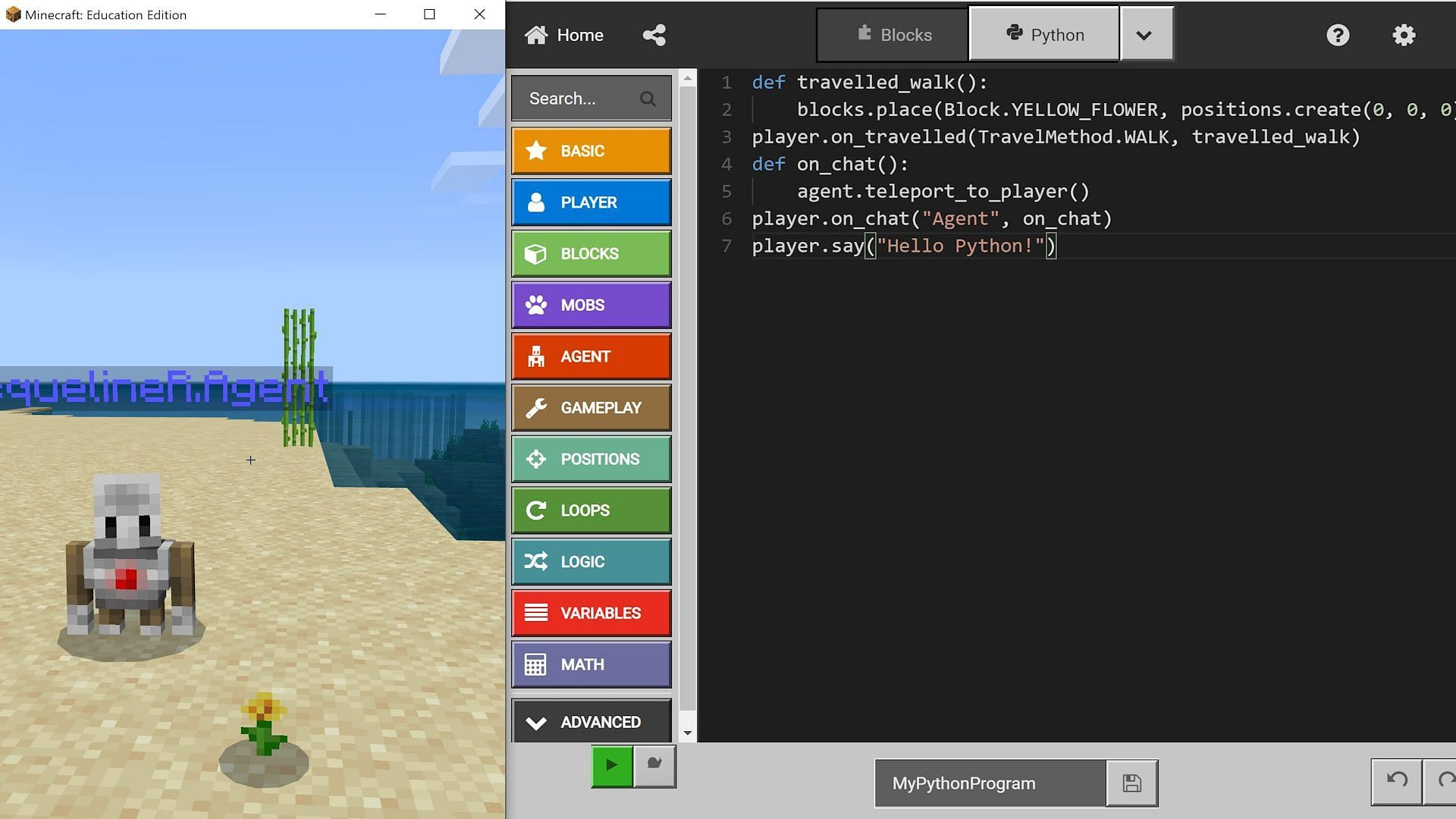 The code builder was first added to Education Edition here (Image via Mojang)