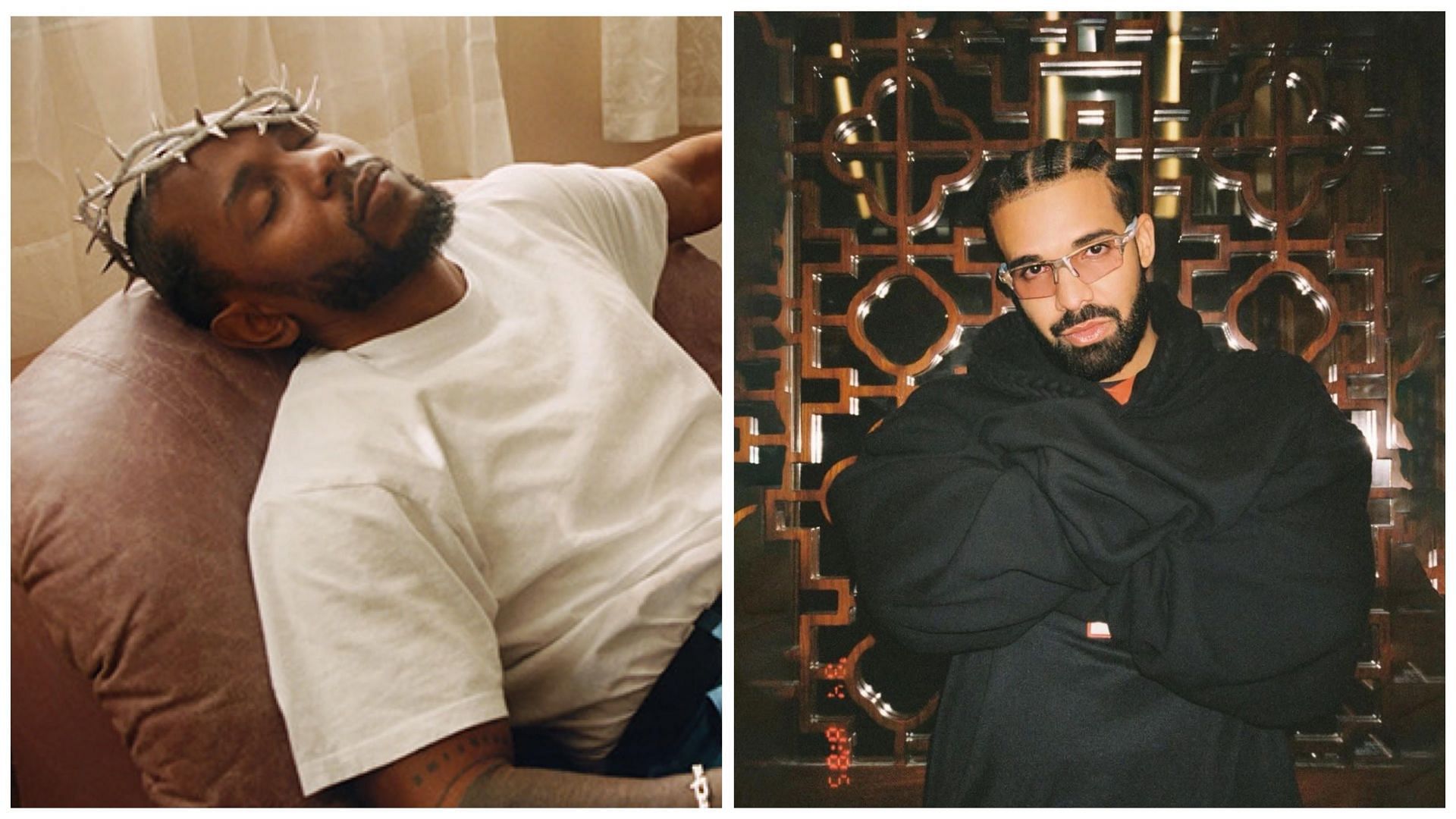 Kendrick Lamar and the Canadian rapper&#039;s beef caught the entire anime and manga community&#039;s attention (Image via@Kendrick Lamar/Facebook and @champagnepapi/Instagram)