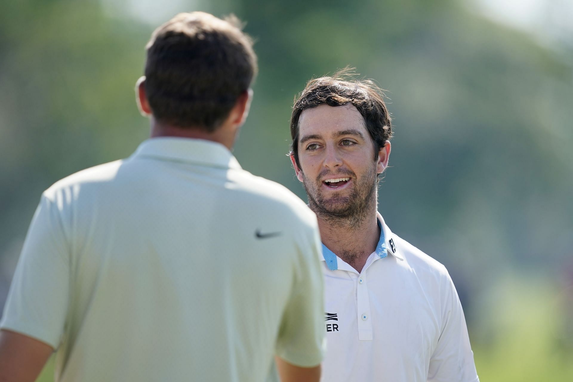 Scottie Scheffler and Davis Riley during the final round of the 2024 Charles Schwab Challenge