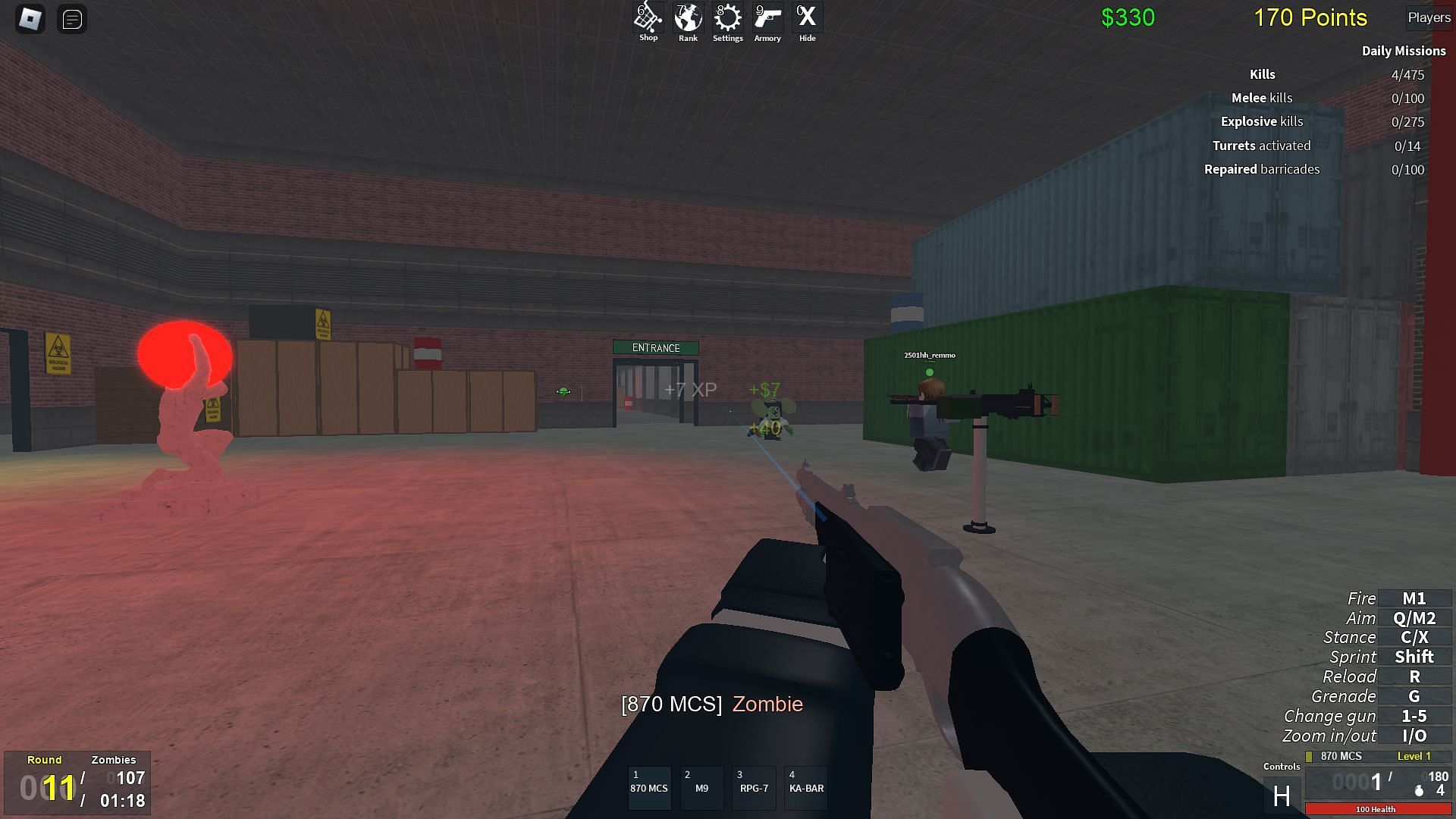 Facing a wave of zombies (Image via Roblox)