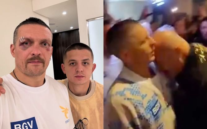 Oleksandr Usyk presents WBC world heavyweight title to honor teammate head-butted by Tyson Fury's father