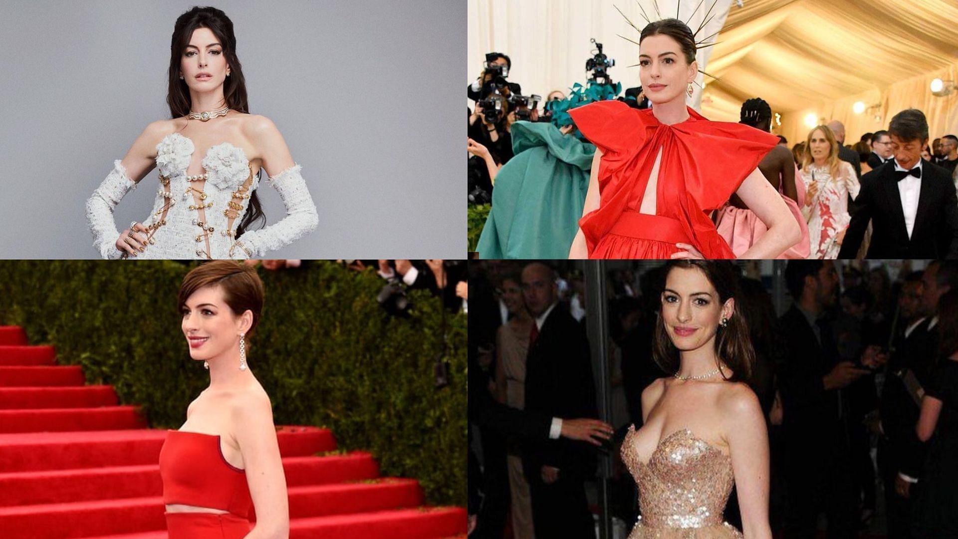 Anne Hathaway at the Met Gala, stunning in her looks. Image via @annehathaway Instagram