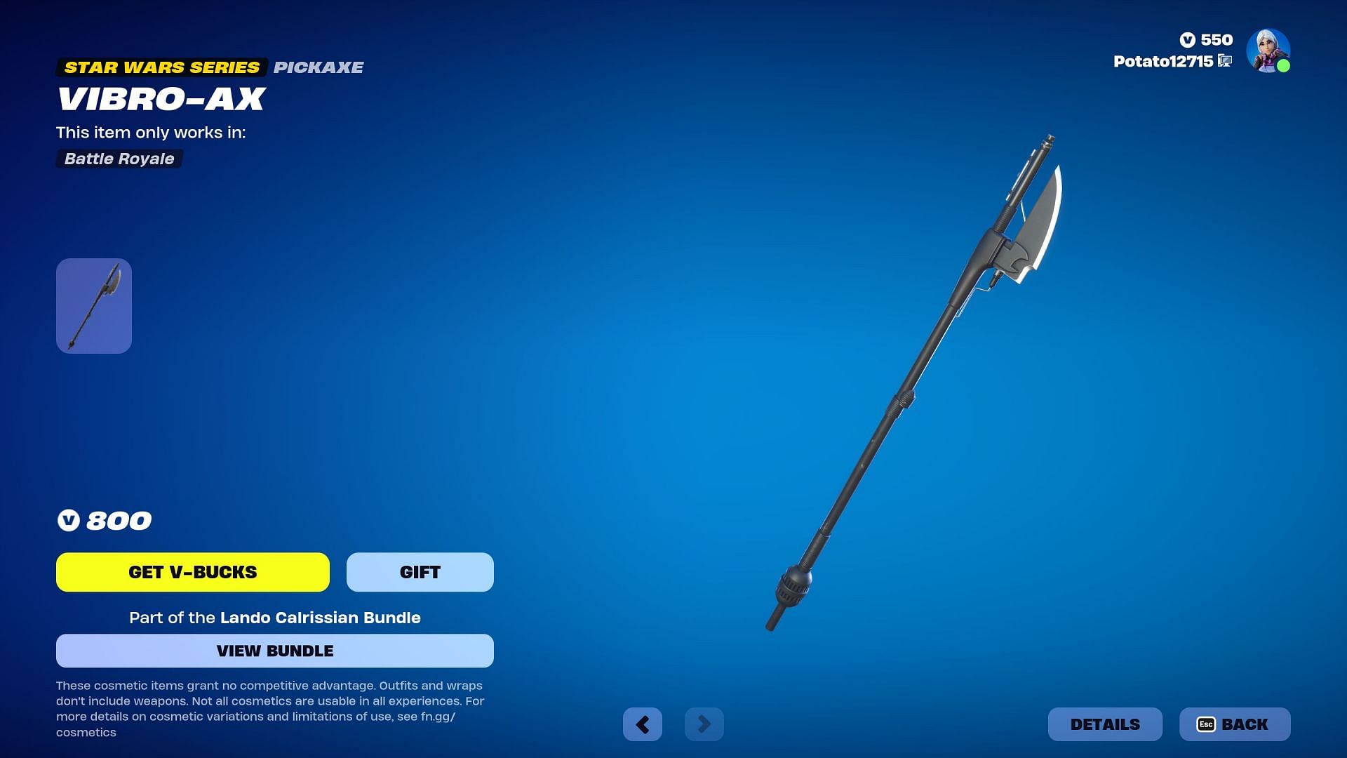 Vibro-Ax can be purchased separately in the Item Shop (Image via Epic Games)