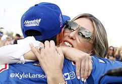 WATCH: Kyle Larson’s wife Katelyn Larson reacts to Hendrick star’s historic Kansas win