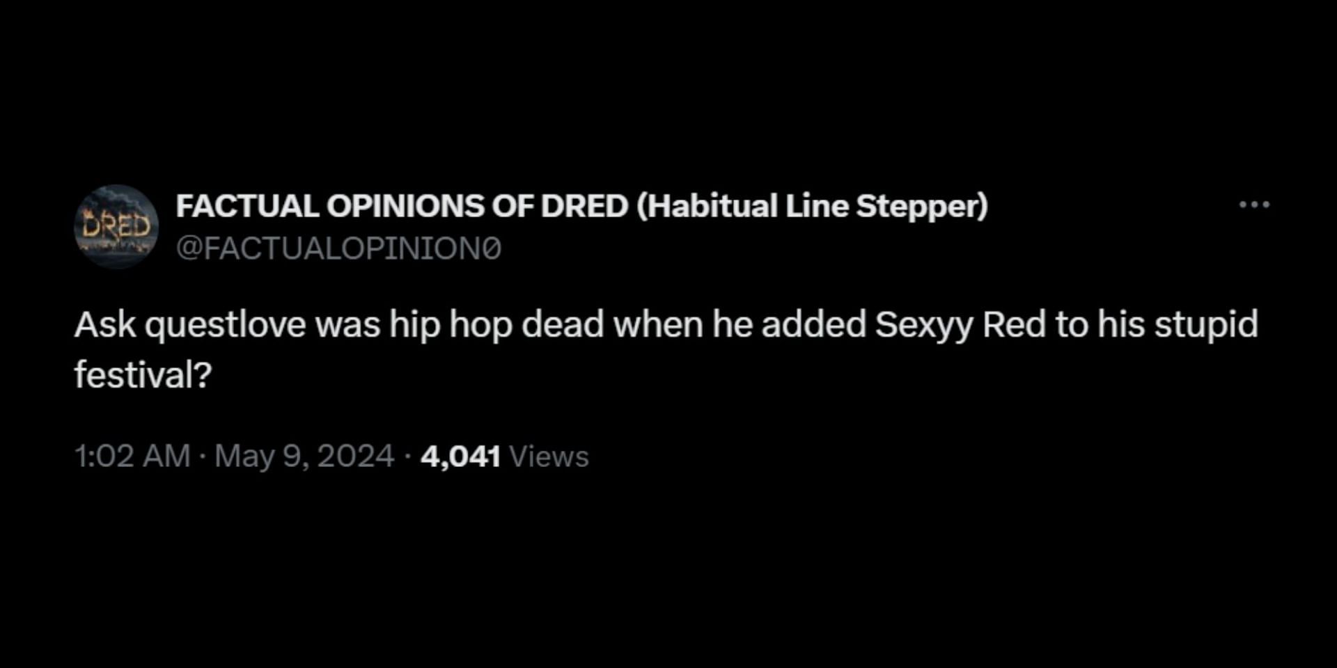 Netizens react to the Roots drummer&#039;s take on Kendrick-Drake rap battle. (Image via X/@FACTUALOPINION0)