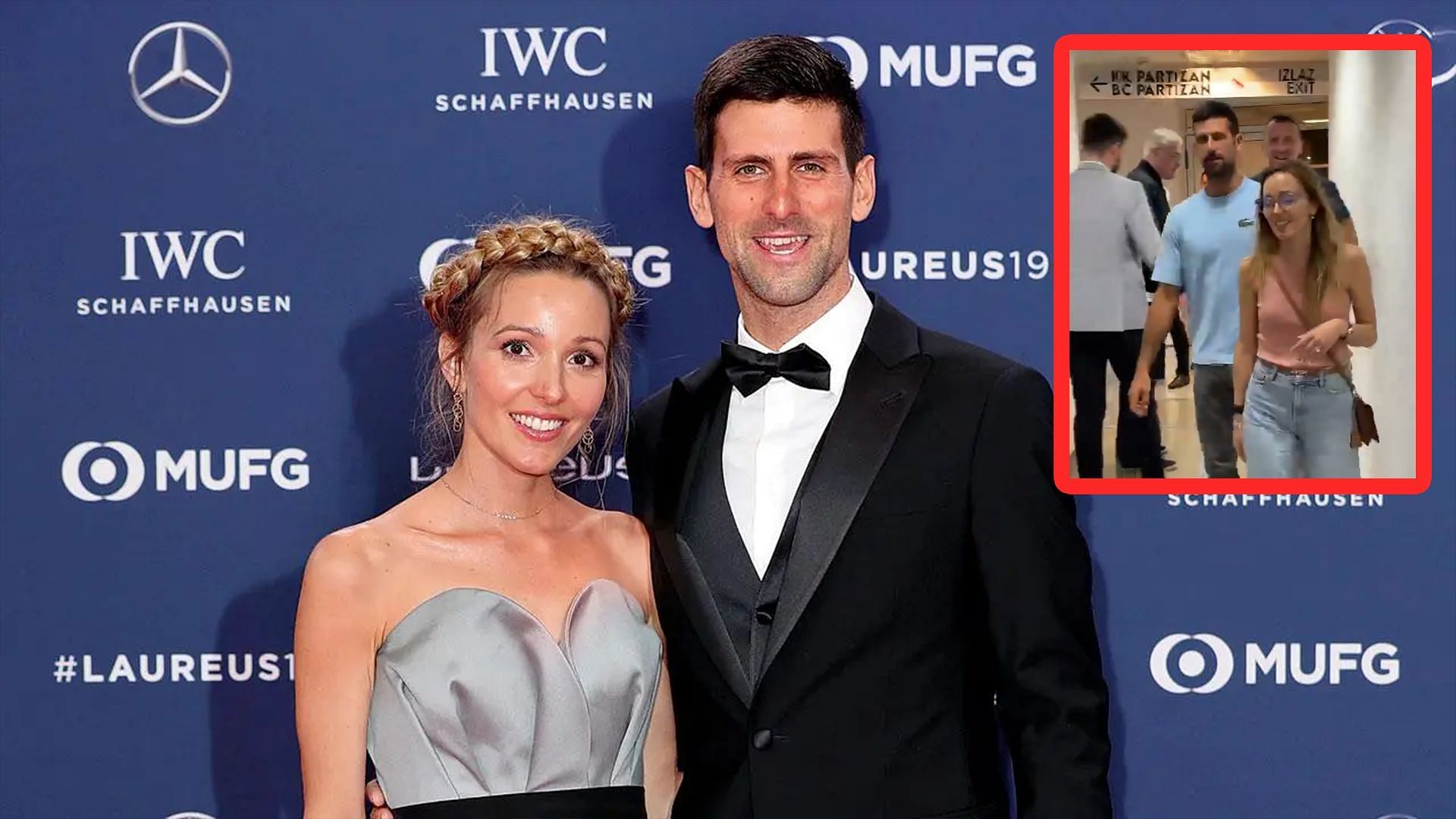 Novak Djokovic(right) with his wife Jelena Djokovic(left)