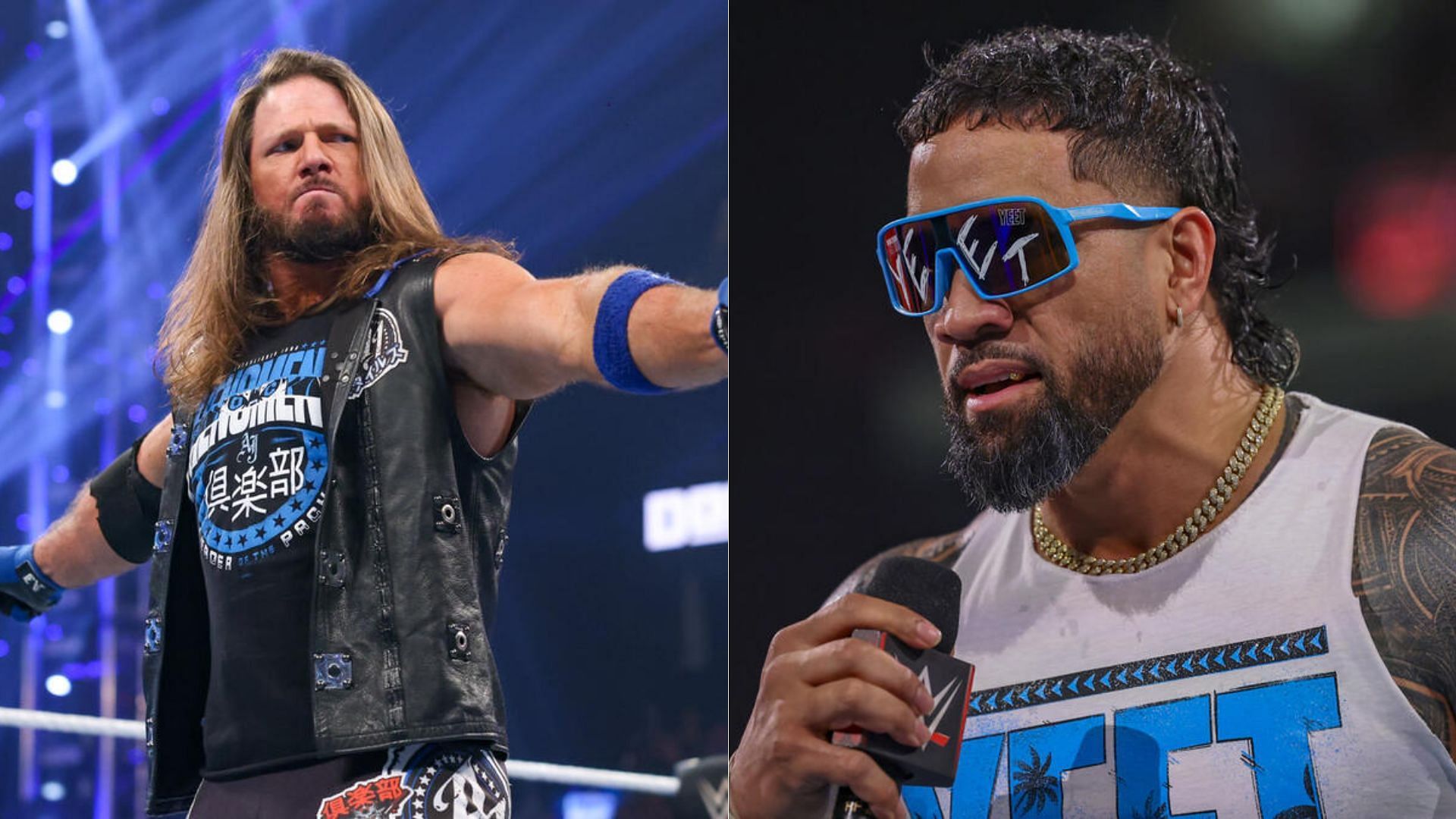 AJ Styles (left); Jey Uso (right)