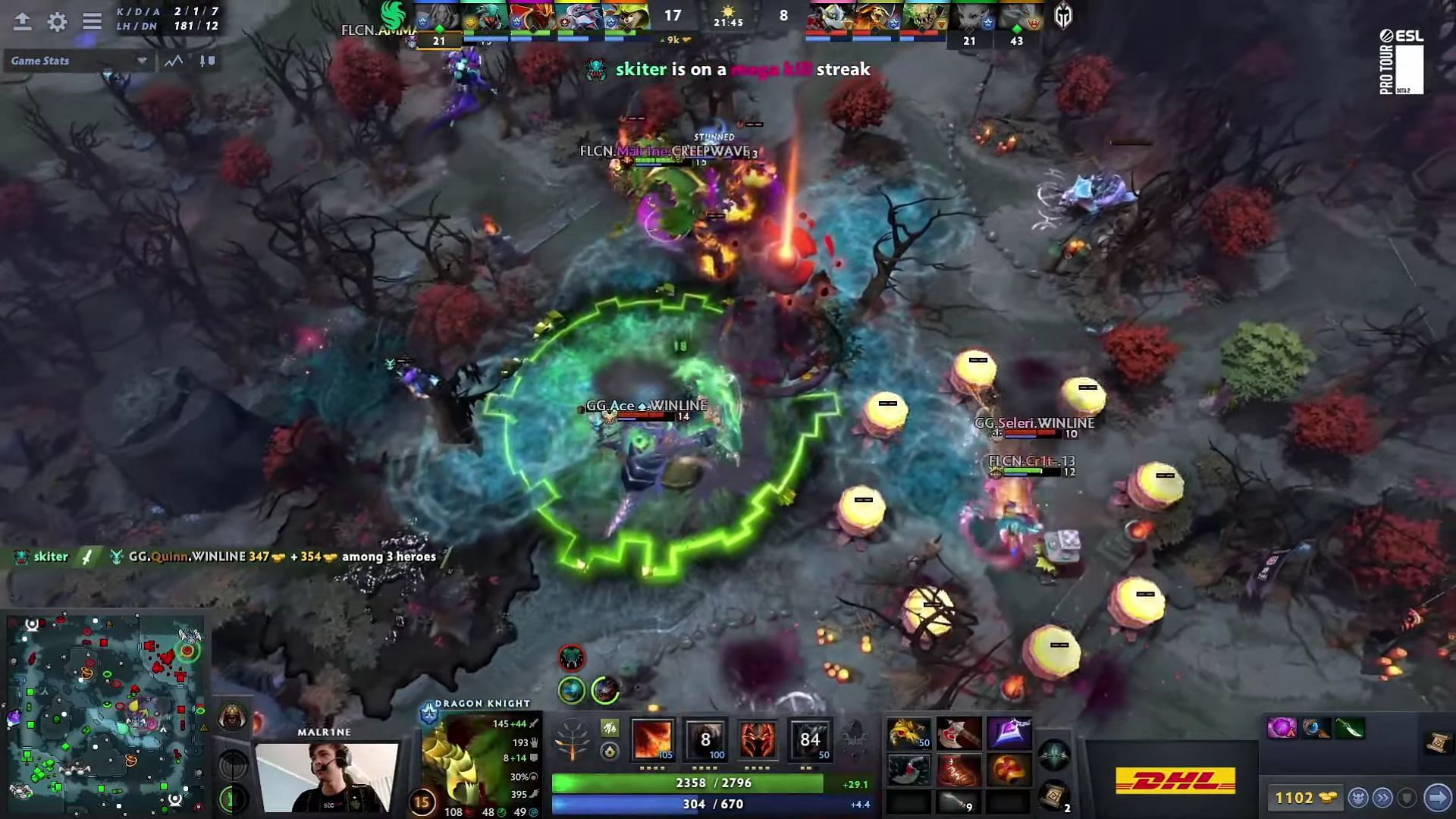 The fight that sealed the deal in game 1 (Image via ESL One Dota 2/YT)