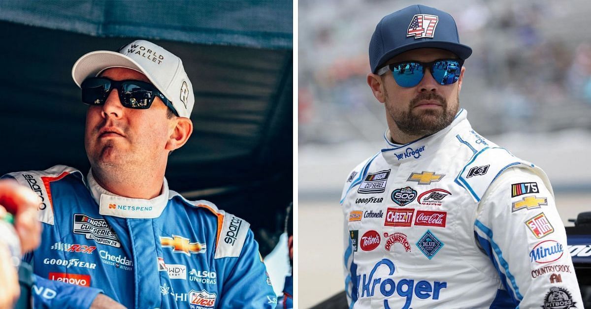 Kyle Busch (L) gets punched by Ricky Stenhouse Jr. (R) after early exit at the All-Star Race (Image: Getty)