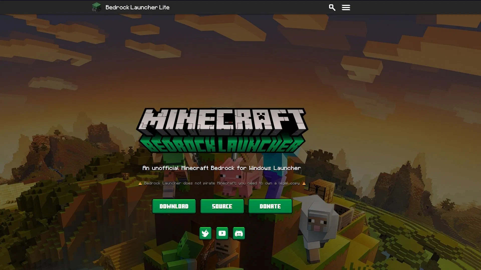 The unofficial Bedrock launcher&#039;s website (Image via the Unofficial Bedrock Launcher)