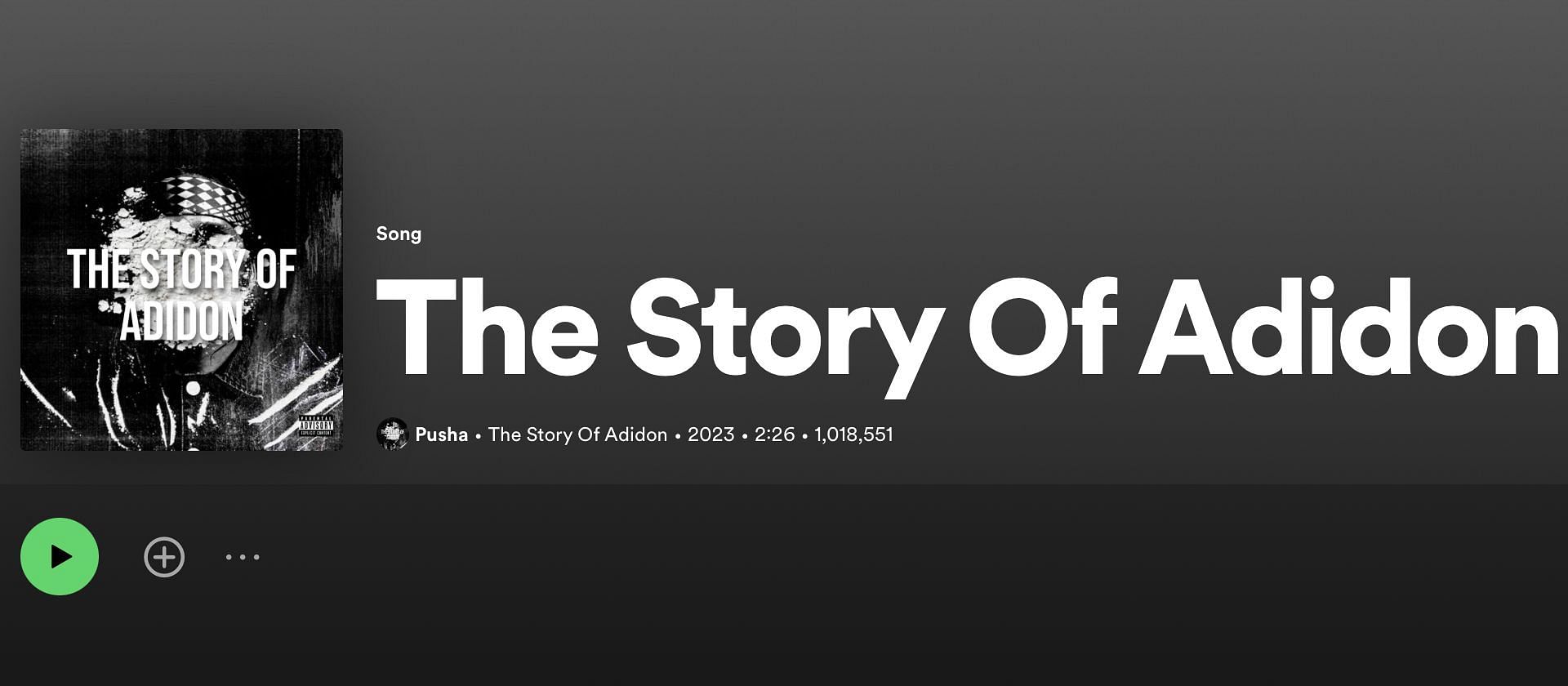 Pusha T&#039;s record titled &#039;The Story of Adidon&#039; (Image via Spotify)