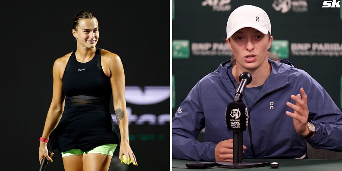Aryna Sabalenka (L) and Iga Swiatek (R)