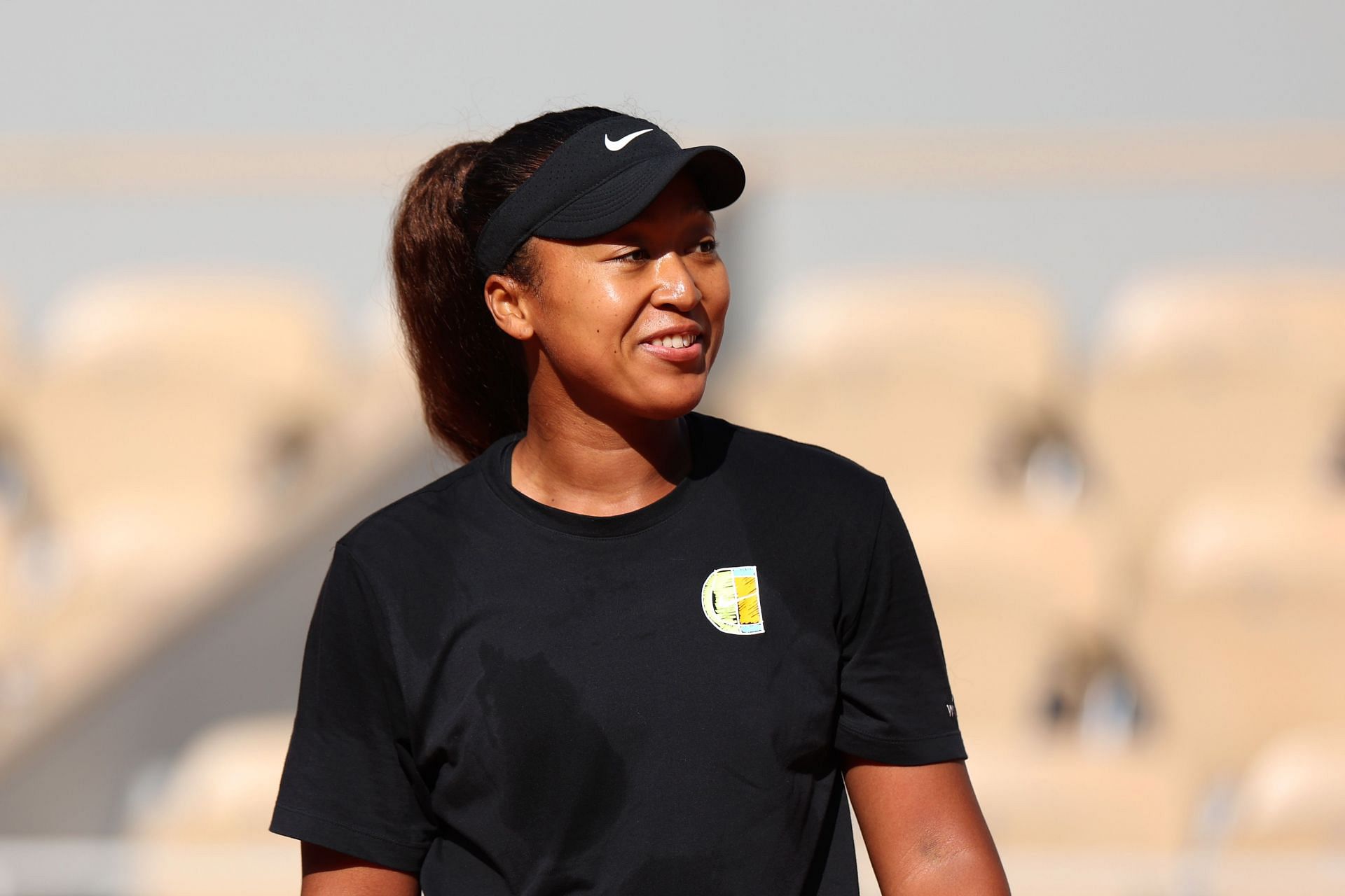 Naomi Osaka at a practice session at the 2024 French Open