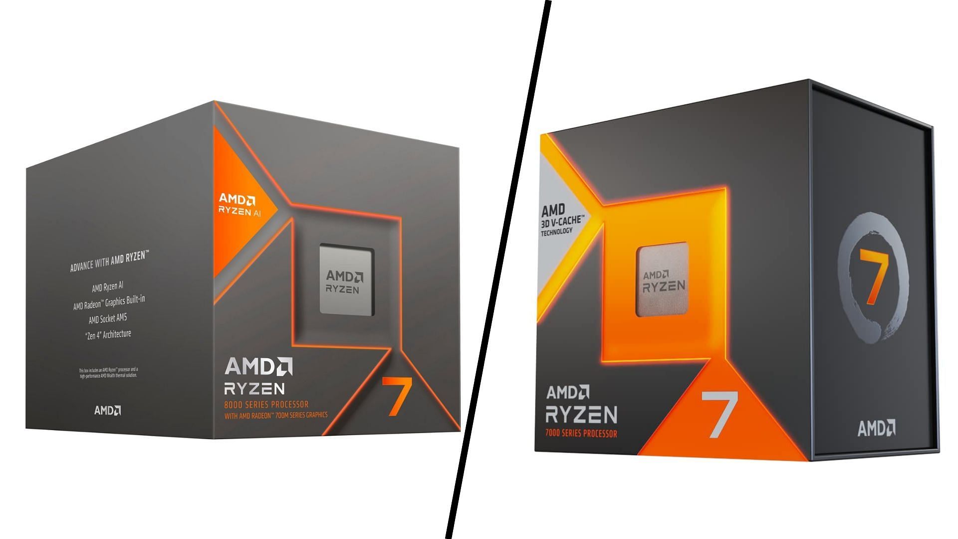 The Ryzen 7 8700G and Ryzen 7 7800X3D are some of the best high-end CPUs today (Image via Amazon and Best Buy)