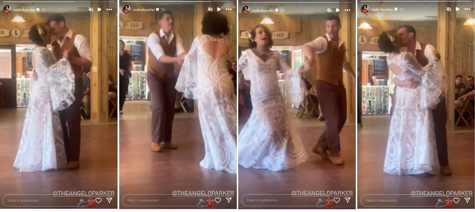 Screenshot of Ruby Soho&#039;s first dance with husband Angelo Parker from Instagram Stories