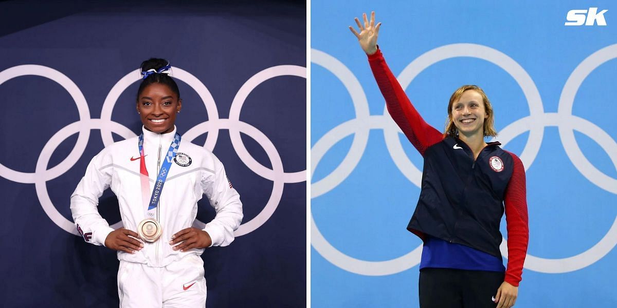 Simone Biles and Katie Ledecky will be aiming to represent the USA at the Paris Olympics 2024. PHOTO: Getty Images