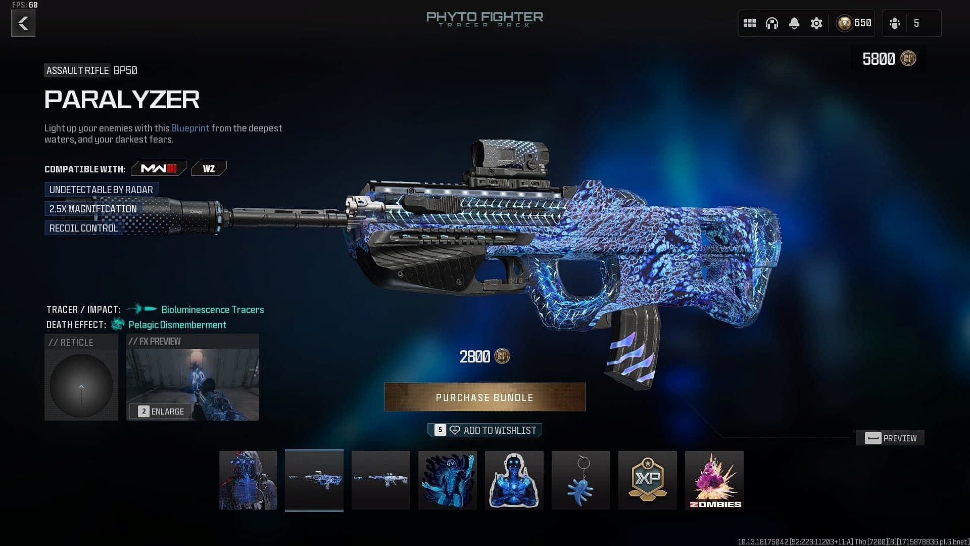 Paralyzer Weapon Blueprint in the new bundle (Image via Activision)