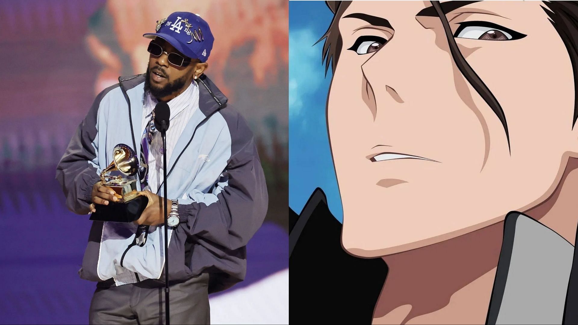 Fans compare Kendrick Lamar to Aizen (Image via Getty Images/Kevin Winter and Studio Pierrot)