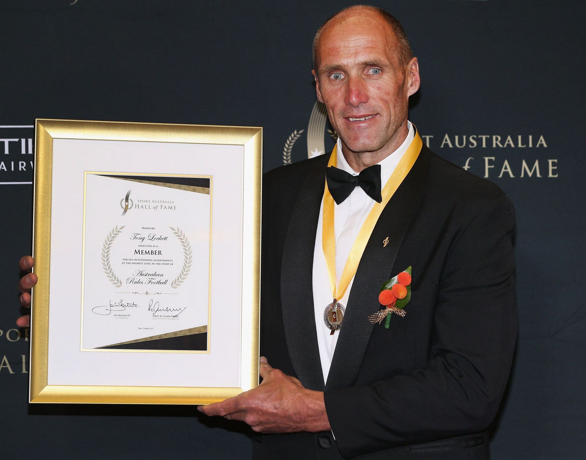 Australia Hall of Fame Inductee and legend AFL footballer Tony Lockett poses at the Annual Induction and Awards Gala Dinner at Crown Palladium on October 12, 2017